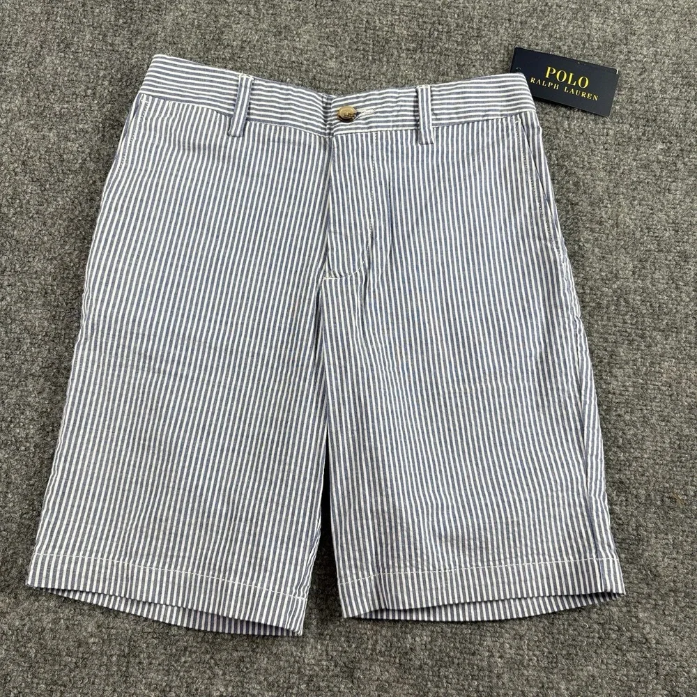 Polo Ralph‎ Lauren Bermuda Shorts Girls 10 Blue White Stretch Classic Resort